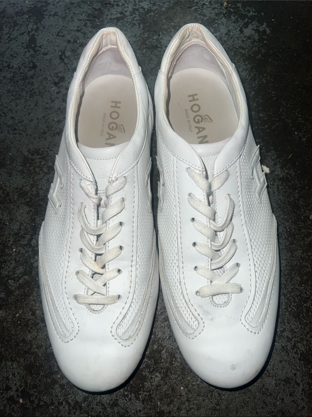 Hogan Men’s White Leather Low-Top Sneakers size 9